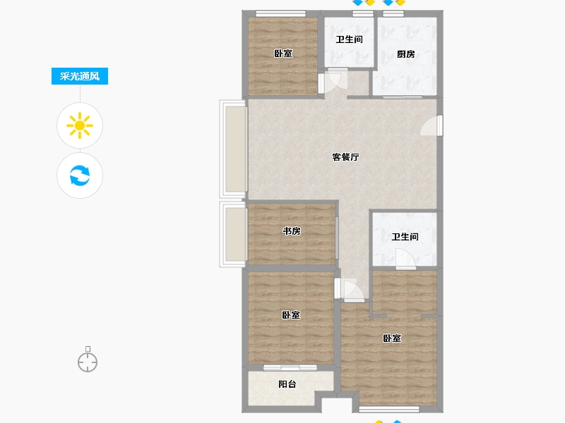 浙江省-杭州市-万科桂语东方-101.42-户型库-采光通风