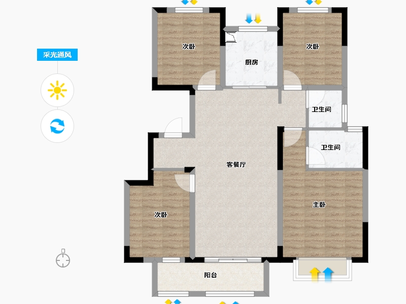 山东省-济南市-中梁鲁中首府-106.00-户型库-采光通风