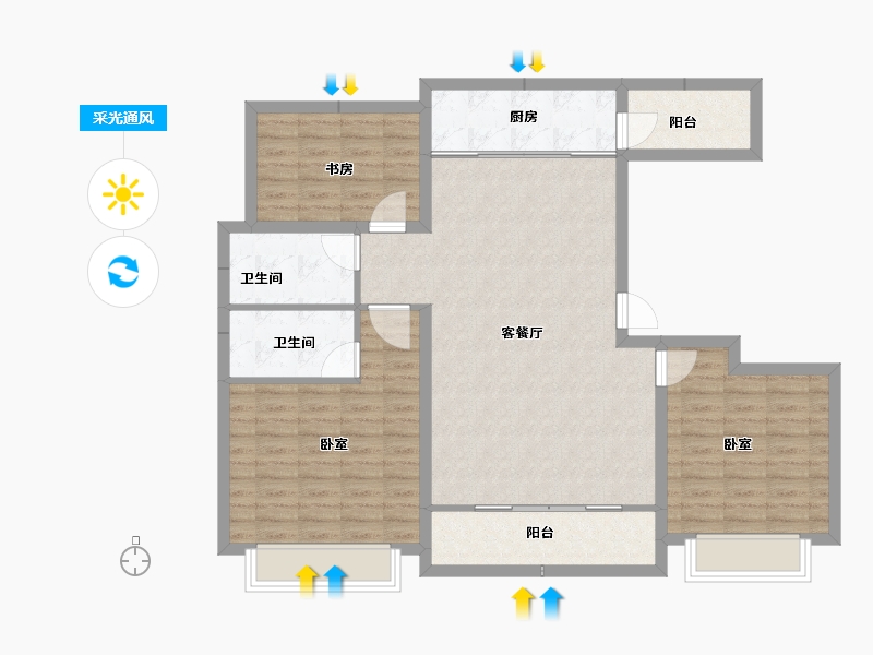 山东省-菏泽市-陶城怡景-105.38-户型库-采光通风