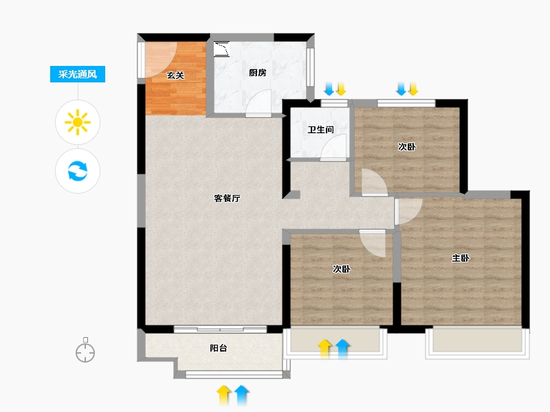 山东省-淄博市-金科集美嘉亿-92.00-户型库-采光通风