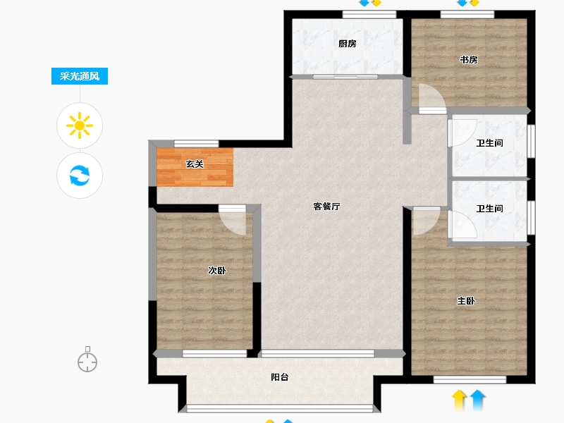 山东省-淄博市-宙合壹品-114.00-户型库-采光通风