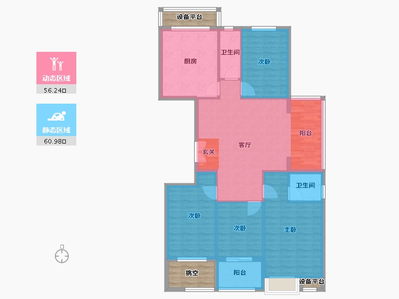 浙江省-台州市-钱塘华锦苑-114.00-户型库-动静分区