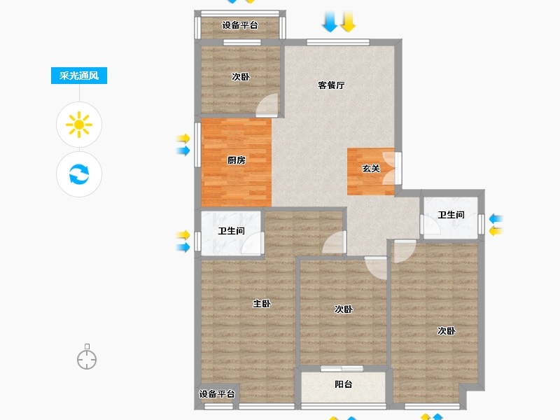 浙江省-台州市-钱塘华锦苑-110.00-户型库-采光通风