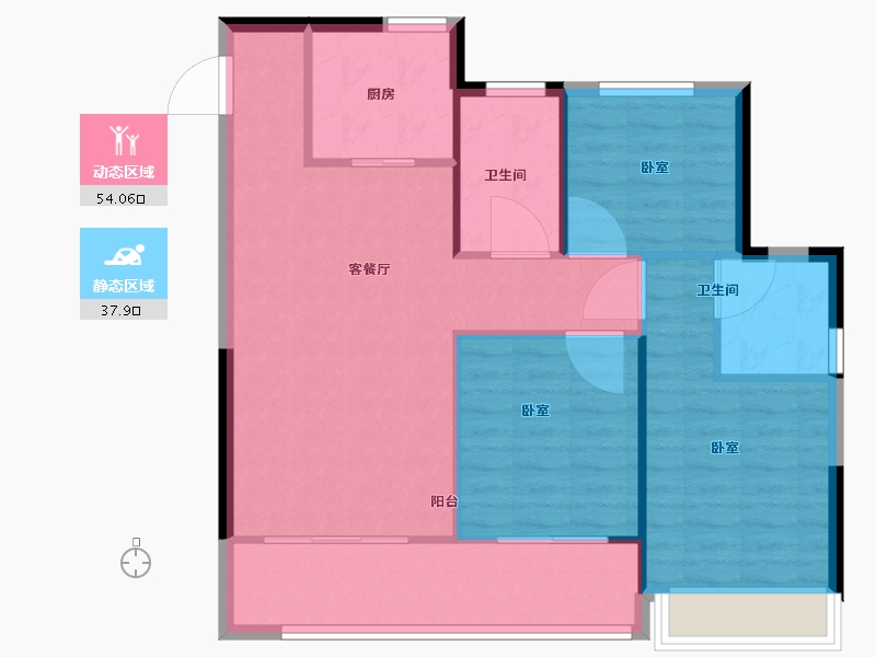 浙江省-温州市-鹿城之光-84.00-户型库-动静分区