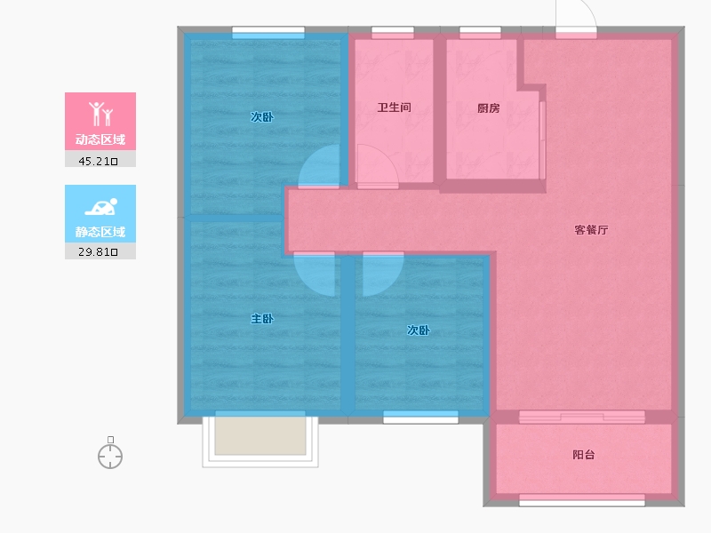 山东省-济南市-绿地国际城佳荷明都-66.43-户型库-动静分区