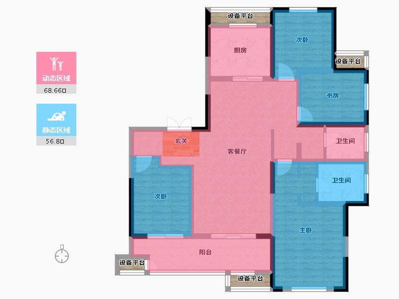 江苏省-常州市-随园金麟府-116.20-户型库-动静分区