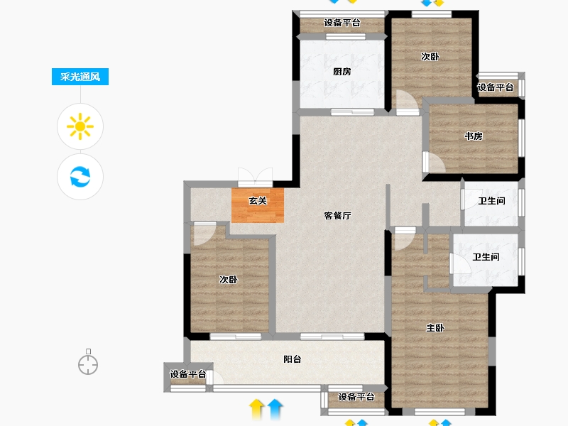 江苏省-常州市-随园金麟府-116.20-户型库-采光通风