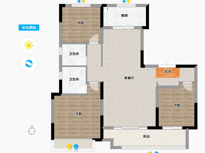 山东省-淄博市-金科集美嘉亿-100.00-户型库-采光通风