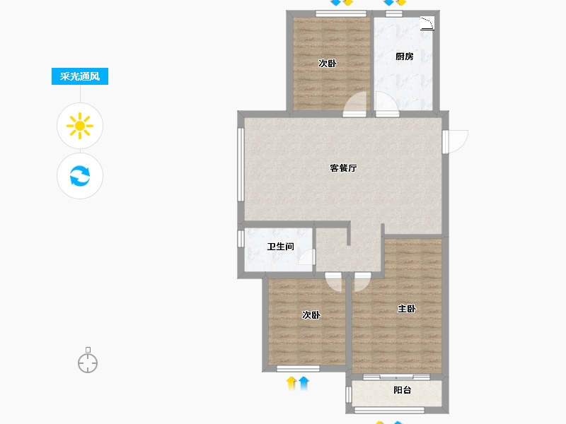 山东省-济南市-中康绿城百合花园-94.00-户型库-采光通风