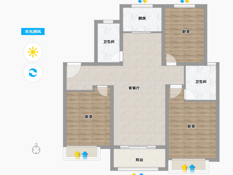 山东省-菏泽市-万腾观澜城-99.00-户型库-采光通风