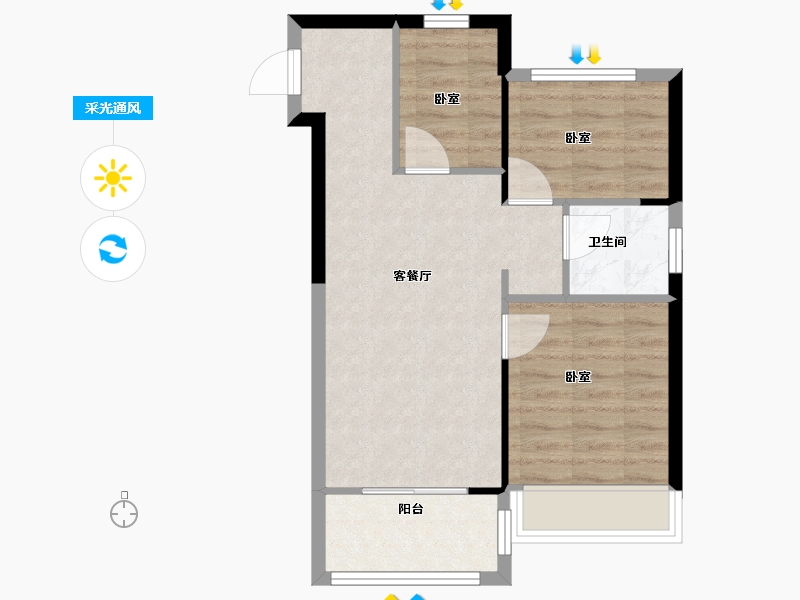 浙江省-温州市-鹿城之光-56.00-户型库-采光通风