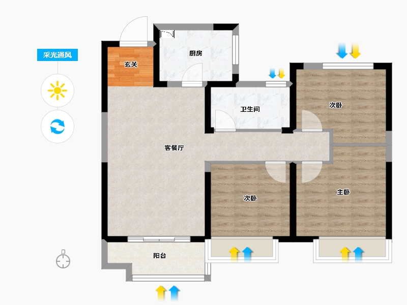 山东省-淄博市-金科集美嘉亿-85.00-户型库-采光通风