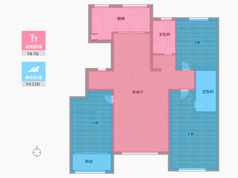 山东省-济南市-中康绿城百合花园-100.99-户型库-动静分区