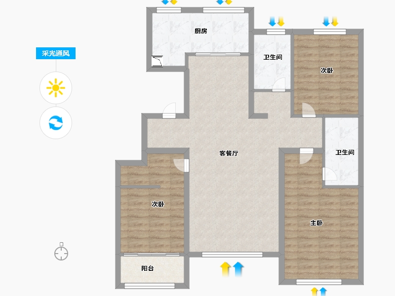 山东省-济南市-中康绿城百合花园-100.99-户型库-采光通风