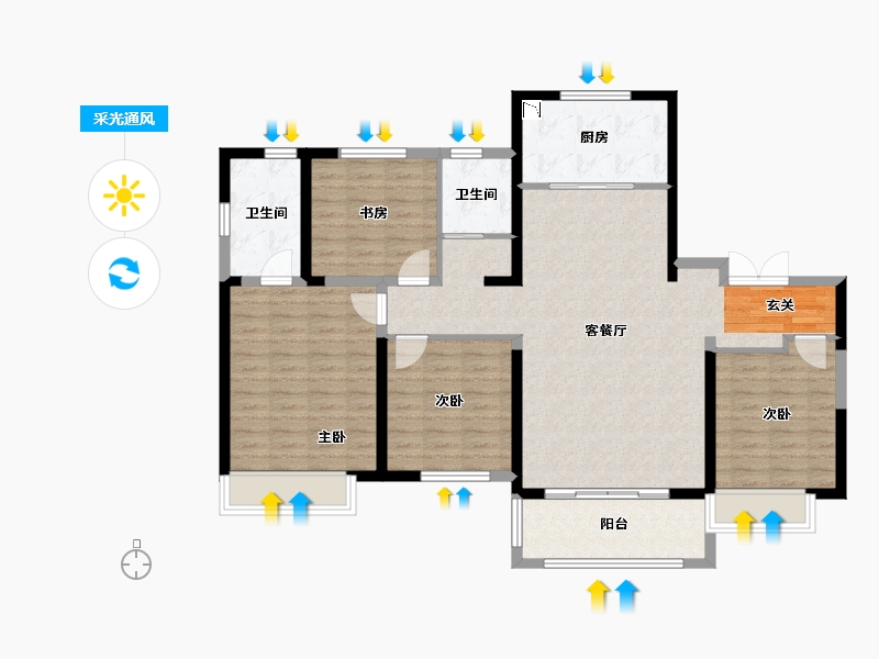 山东省-淄博市-金科集美嘉亿-114.02-户型库-采光通风