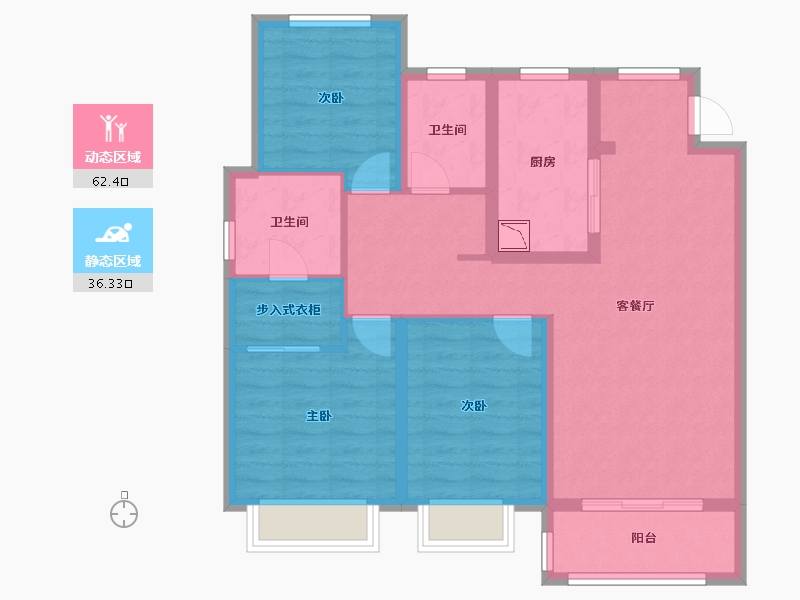 山东省-济南市-银丰玖玺城-87.38-户型库-动静分区