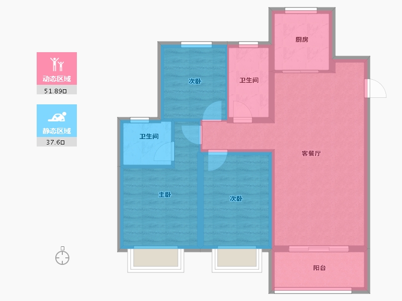 山东省-济南市-绿地国际城佳荷明都-79.76-户型库-动静分区