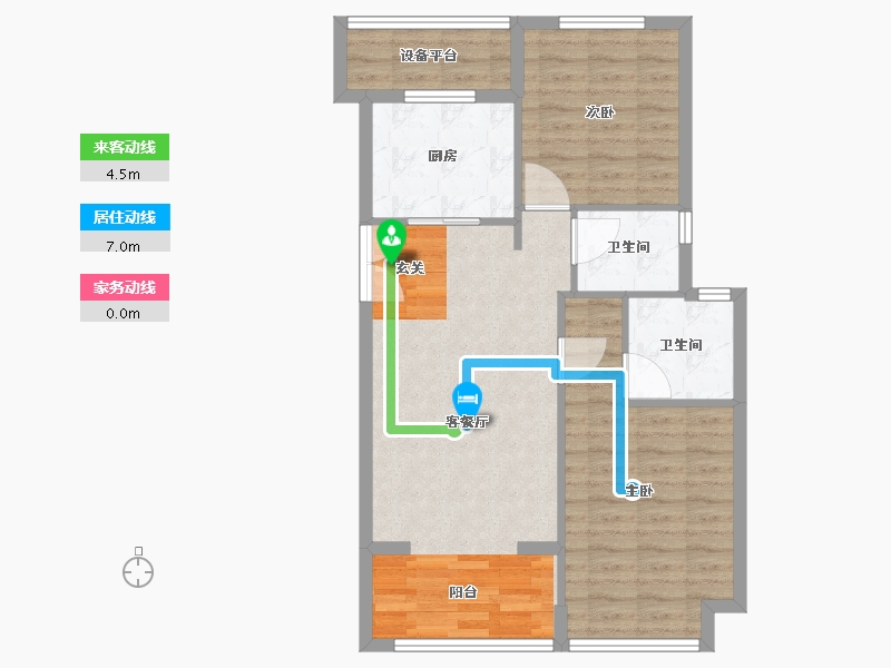 浙江省-台州市-钱塘华锦苑-76.01-户型库-动静线