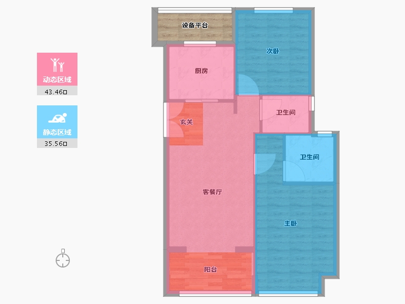 浙江省-台州市-钱塘华锦苑-76.01-户型库-动静分区