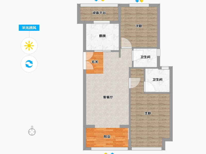 浙江省-台州市-钱塘华锦苑-76.01-户型库-采光通风