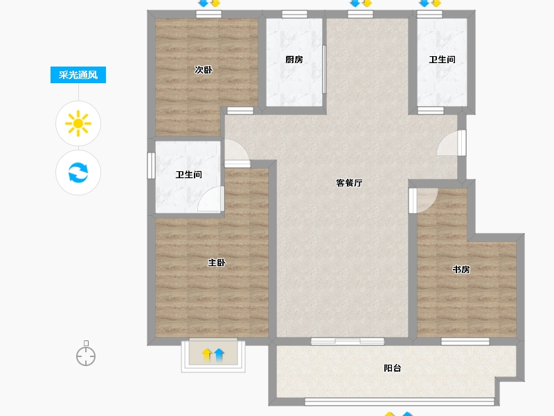 山东省-临沂市-时代城荣园-106.10-户型库-采光通风