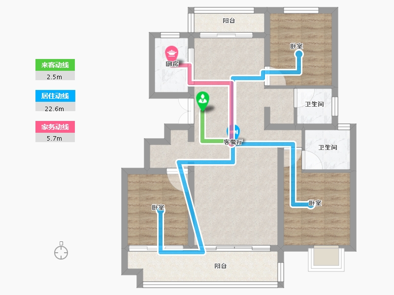 河南省-信阳市-四季花城Ⅰ期·牡丹园-78.37-户型库-动静线