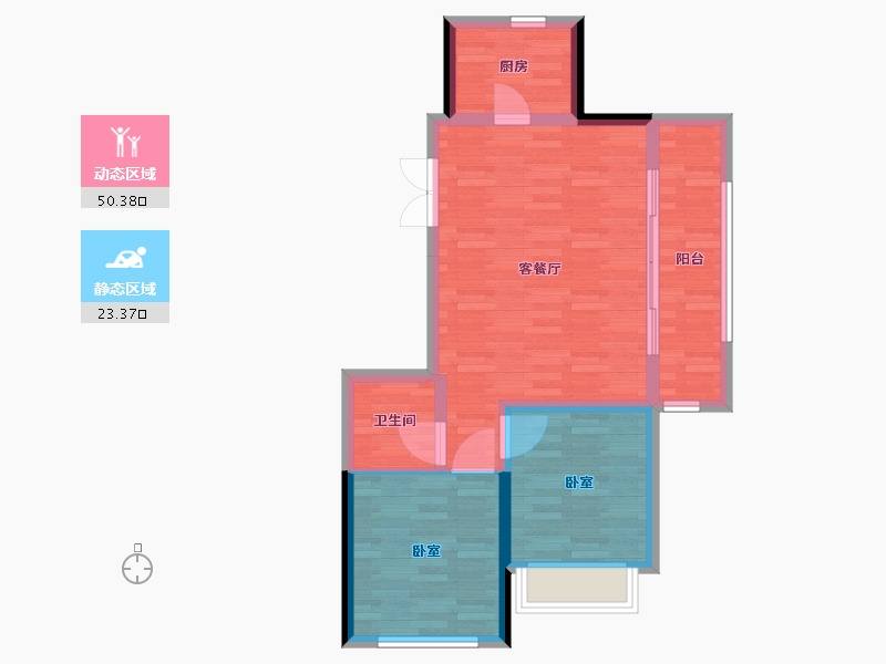 河南省-郑州市-龙居华府-66.34-户型库-动静分区