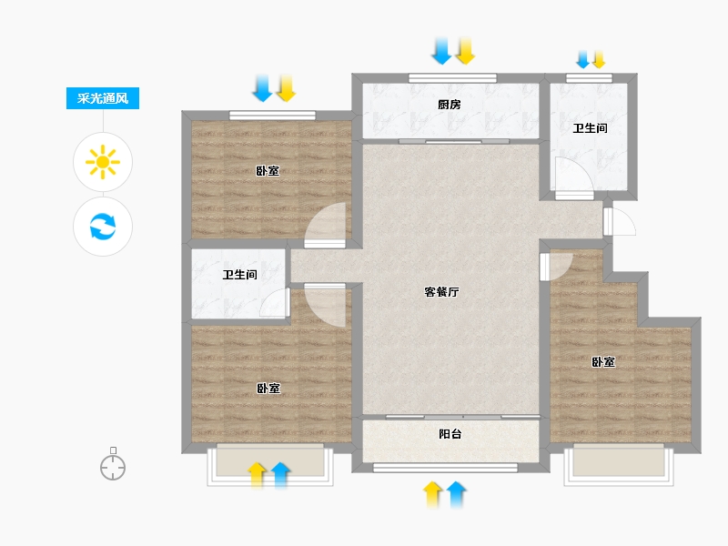 山东省-菏泽市-陶城怡景-99.78-户型库-采光通风