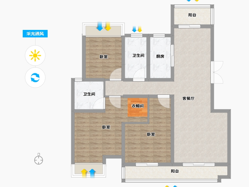 河南省-信阳市-鑫盛息州府-104.98-户型库-采光通风