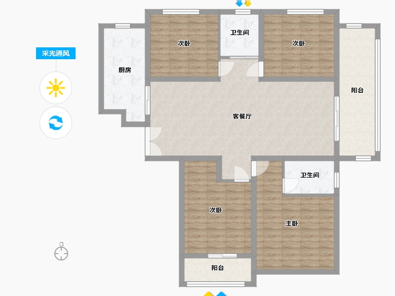 山东省-临沂市-中楷信·清水湾花园-131.01-户型库-采光通风