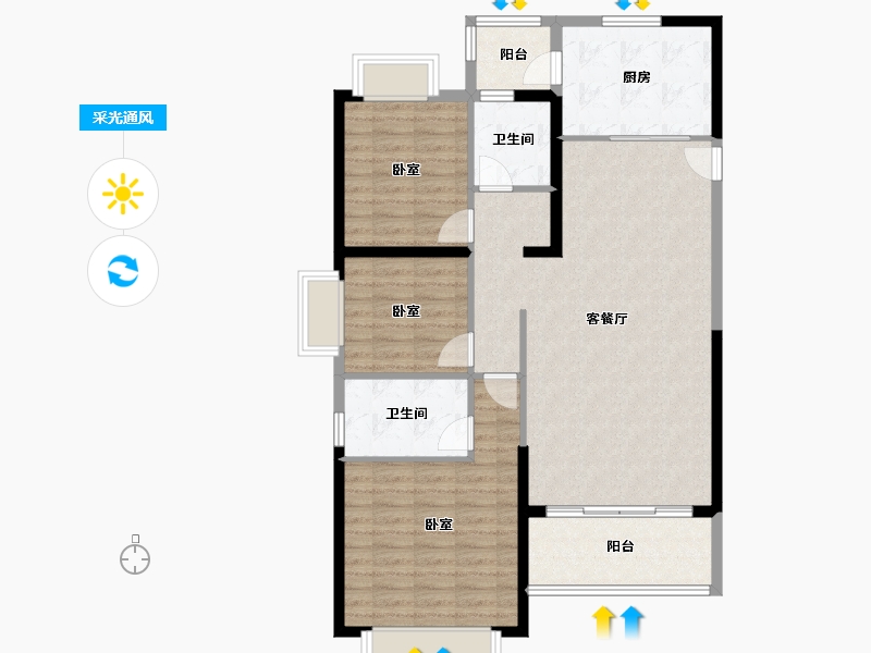 山东省-济宁市-济宁恒大御峰-104.54-户型库-采光通风