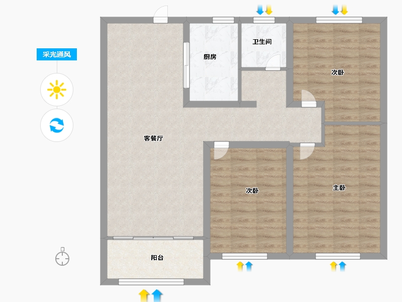 山东省-济南市-力高君御华府-87.99-户型库-采光通风