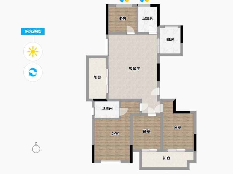 浙江省-杭州市-绿城学府新城-111.30-户型库-采光通风