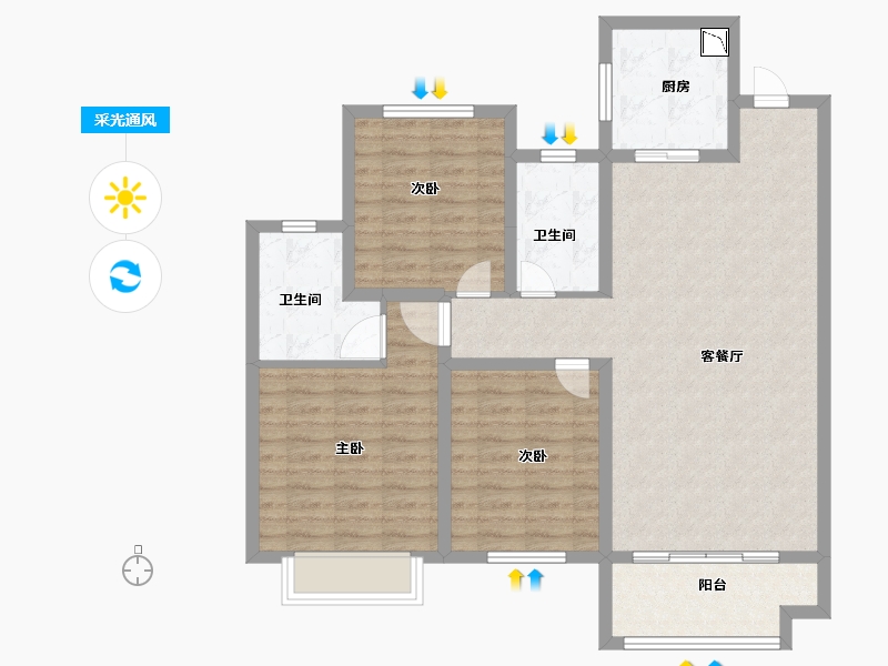 山东省-济南市-中梁鲁中首府-95.99-户型库-采光通风