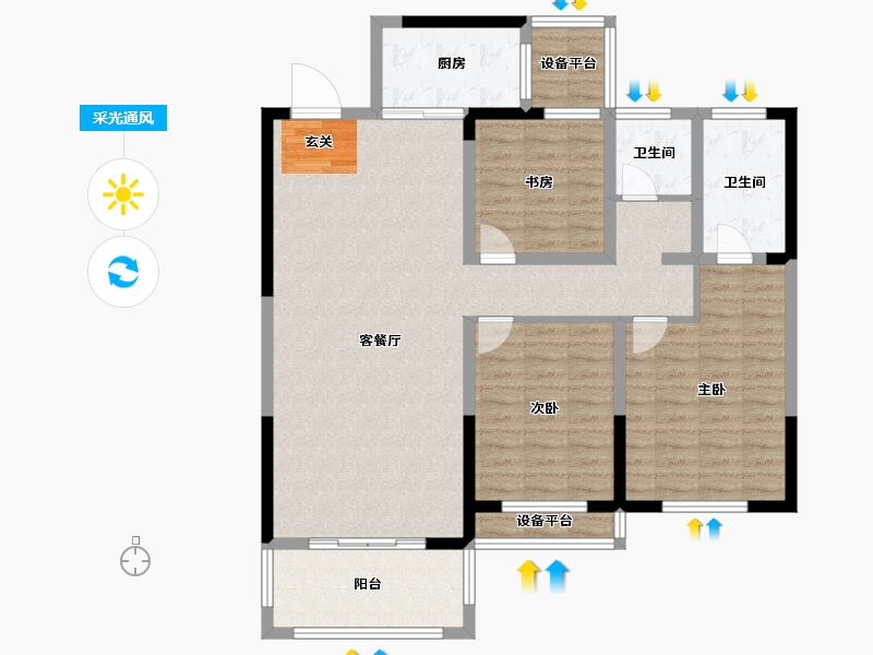 江苏省-常州市-随园金麟府-111.50-户型库-采光通风