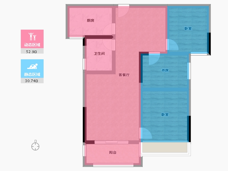 河南省-南阳市-传世温泉公馆-73.40-户型库-动静分区