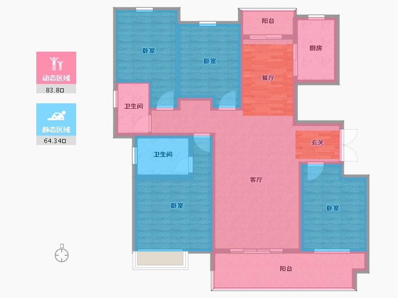 河南省-许昌市-建业春天里-132.78-户型库-动静分区