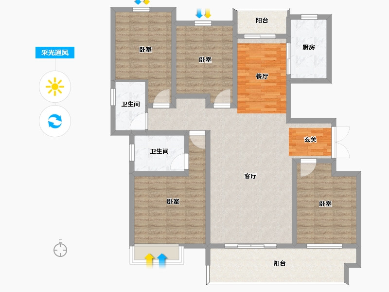 河南省-许昌市-建业春天里-132.78-户型库-采光通风