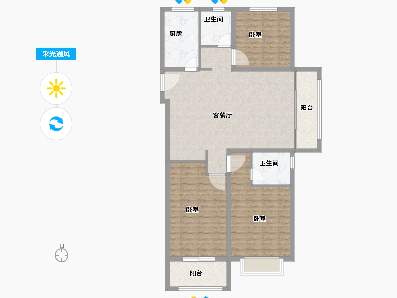 山东省-菏泽市-万腾观澜城-112.00-户型库-采光通风