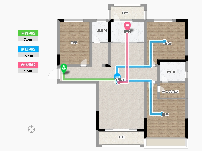 河南省-南阳市-传世温泉公馆-114.86-户型库-动静线