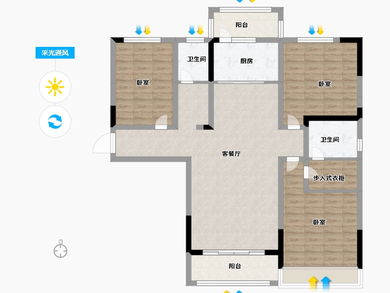 河南省-南阳市-传世温泉公馆-114.86-户型库-采光通风