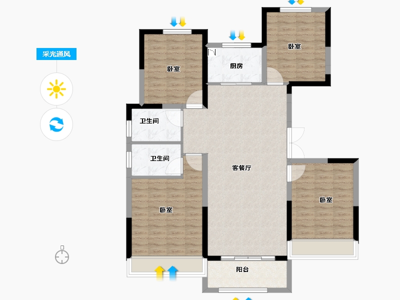 河南省-南阳市-正商书香铭筑-113.18-户型库-采光通风