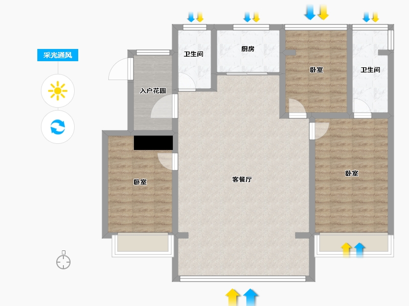 山东省-烟台市-大栖地-105.00-户型库-采光通风