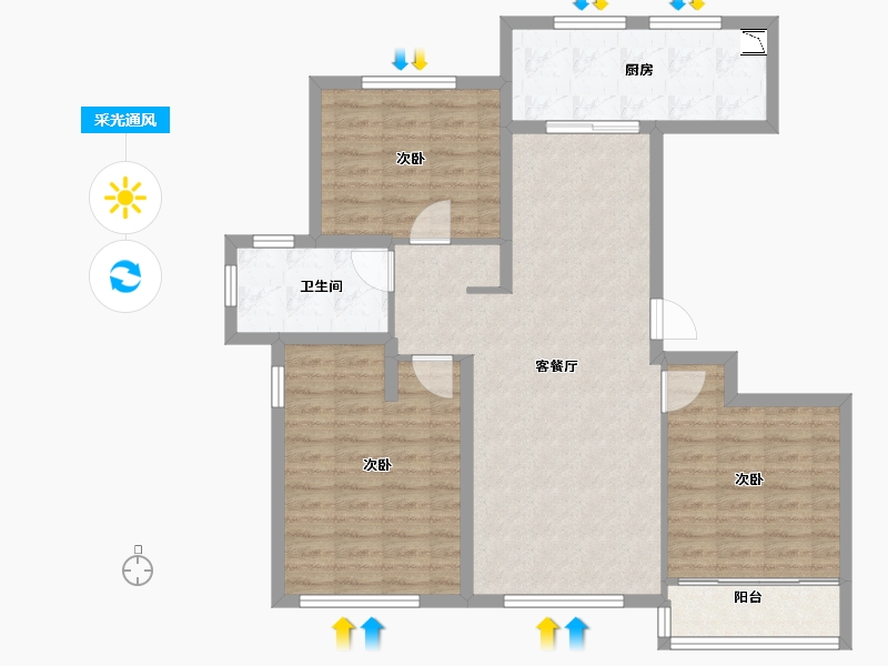 山东省-济南市-中康绿城百合花园-96.00-户型库-采光通风