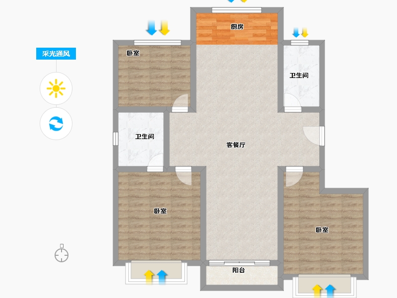 山东省-菏泽市-美达雅苑-99.99-户型库-采光通风