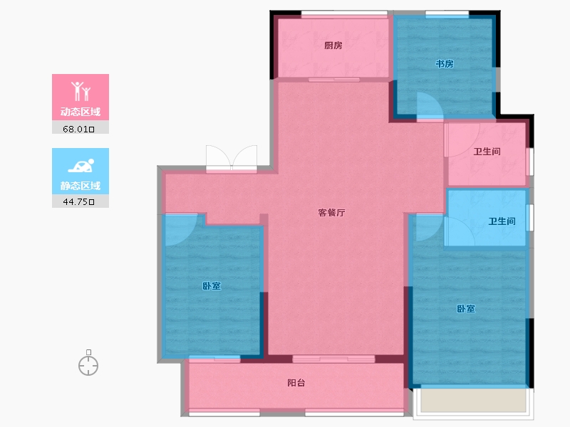 山东省-德州市-滨河花园-102.00-户型库-动静分区