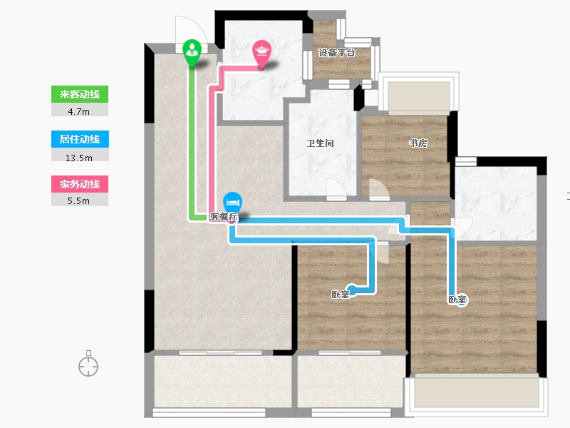 浙江省-温州市-新城瓯江湾-70.99-户型库-动静线