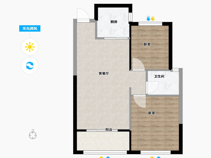 浙江省-温州市-京都中央城-62.00-户型库-采光通风