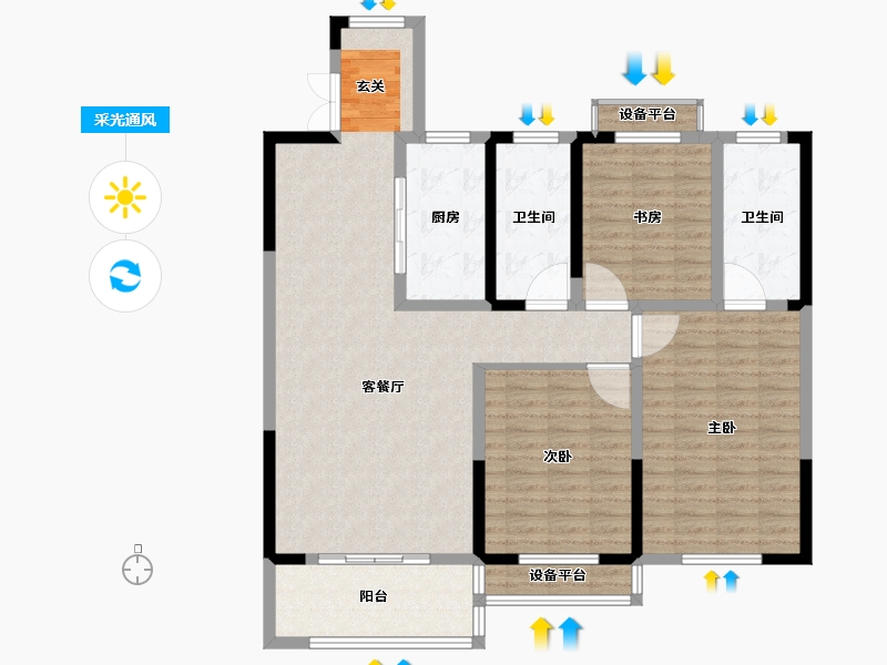 江苏省-常州市-随园金麟府-121.00-户型库-采光通风