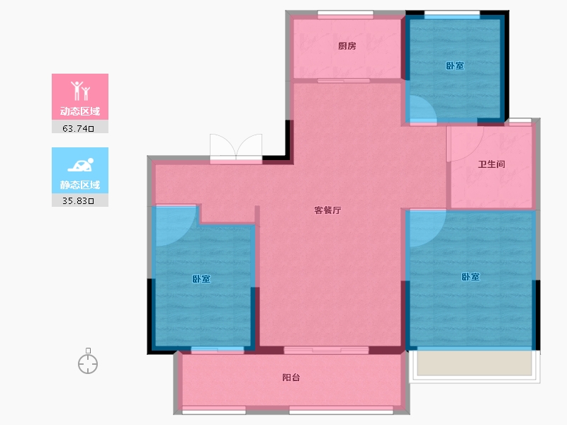 山东省-德州市-滨河花园-89.99-户型库-动静分区